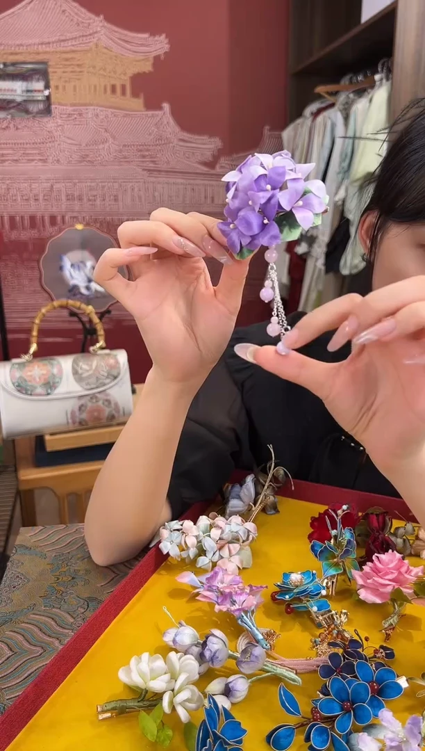 刺绣 非遗绒花（发饰）