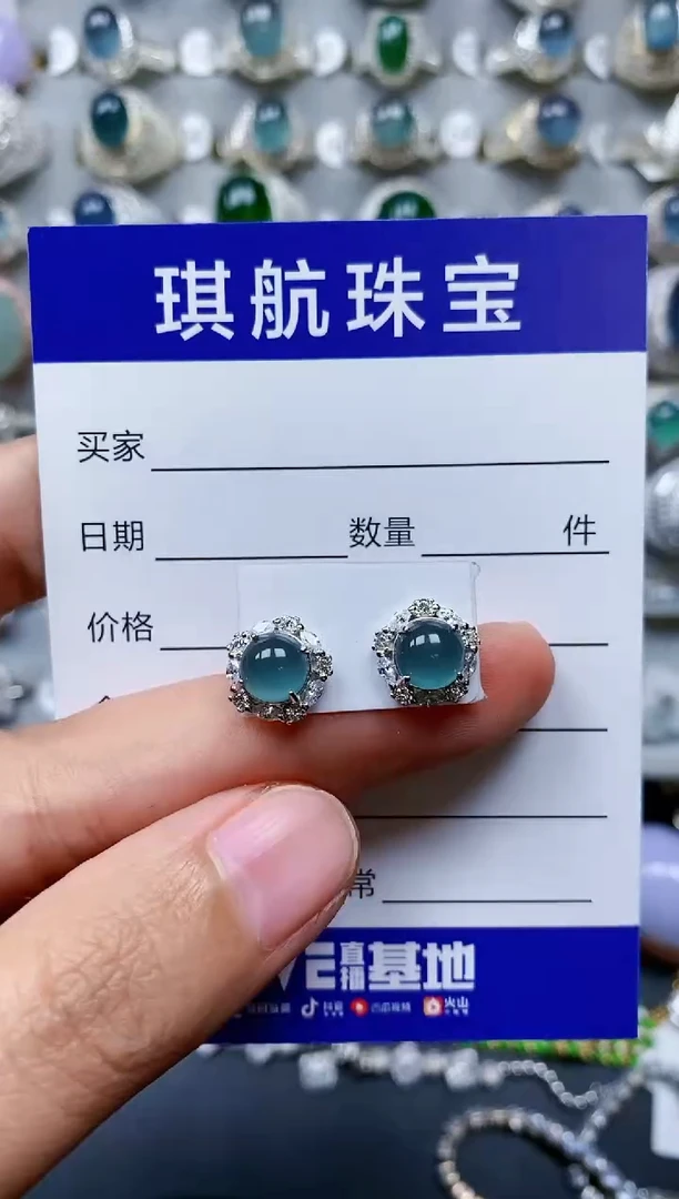 【闪购商品】翡翠耳饰银S925镶嵌0475