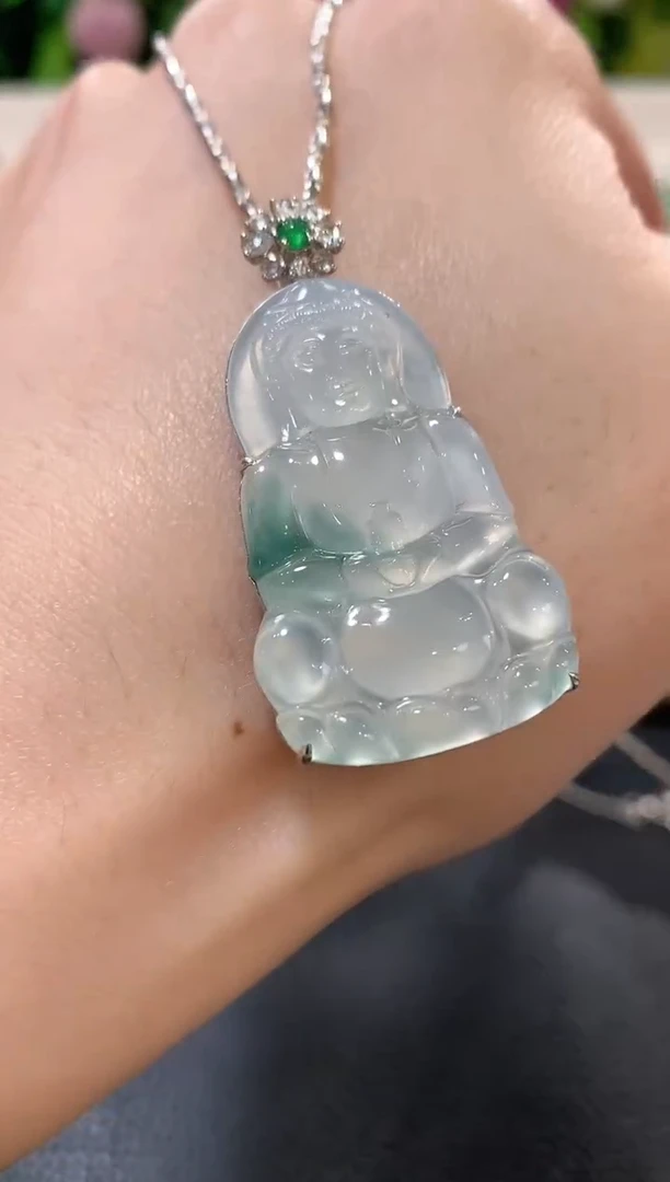 吊坠(不含链)18K金镶嵌翡翠b67