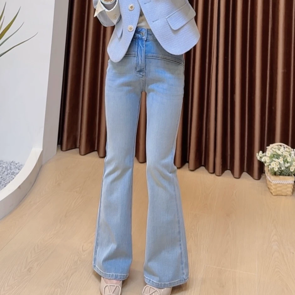 奈奈妮【御姐长腿】牛仔喇叭裤百搭高腰提臀显瘦性感辣妹裤9903