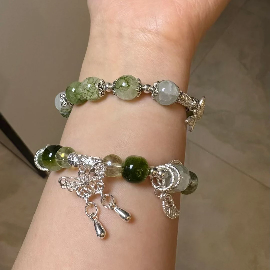 合金琉璃手链 琉璃DIY手工手链 气质手作编织吊坠