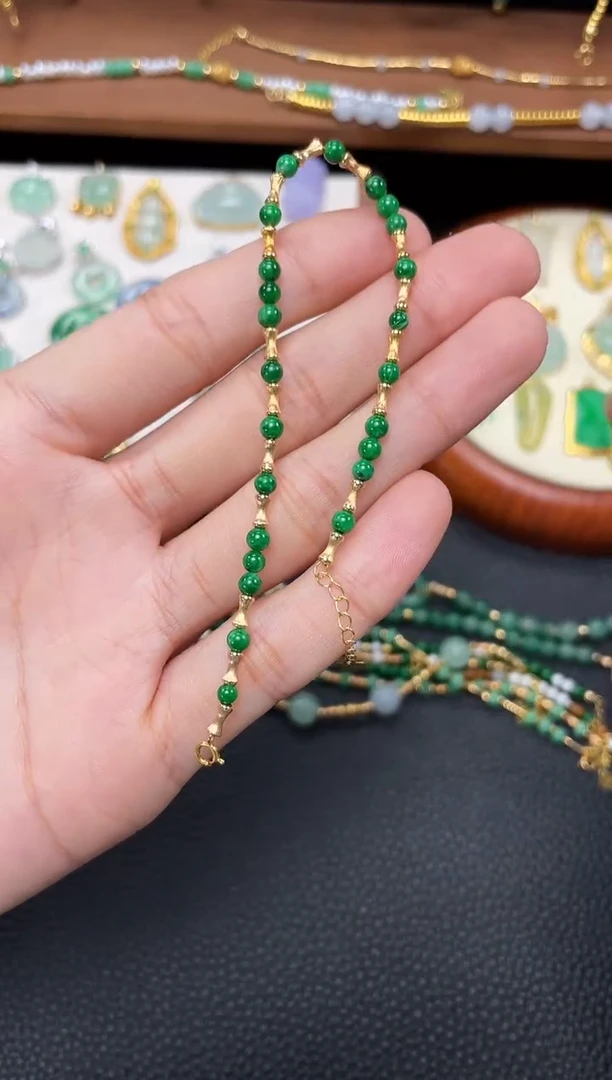 【闪购商品】翡翠套链18K金镶嵌多样性发货一个  JK603