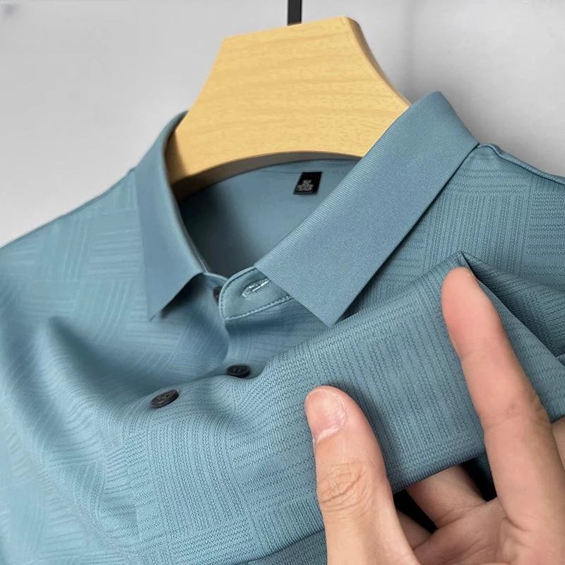 ZaSaFran夏季冰丝短袖T恤男翻领高端凉感POLO衫宽松中年爸爸T恤