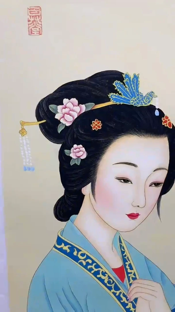 国画梅清-国画-2.7平尺-纸片-人物