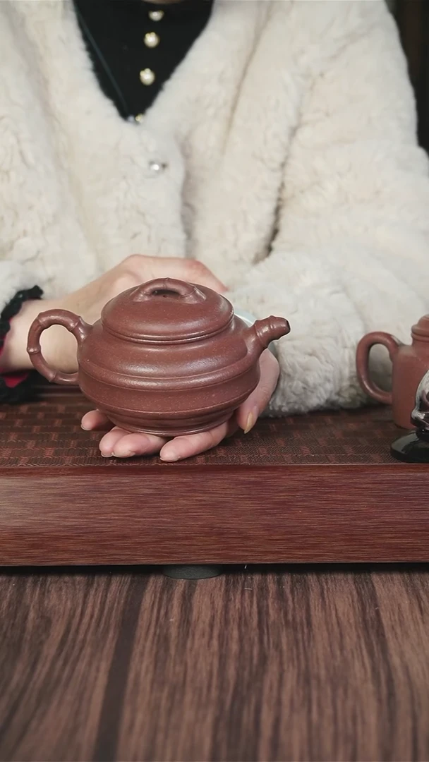 【闪购商品】紫砂茶壶千禧紫泥 双线竹鼓