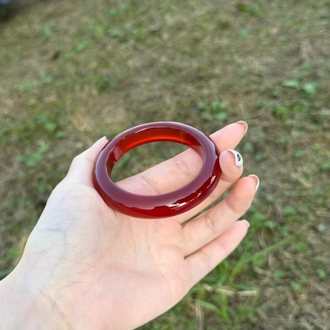 【假一赔十】巴西红玛瑙玉髓手镯女款本命年运运玉石镯子多样性发一