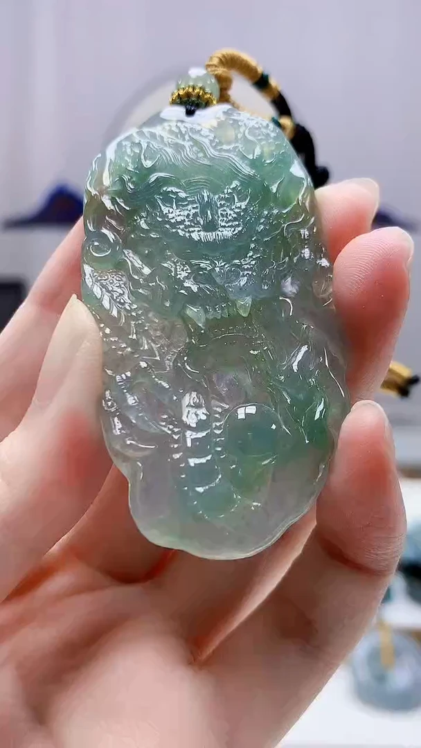 未镶嵌定制翡翠5028zm-毛货挂件龙牌142
