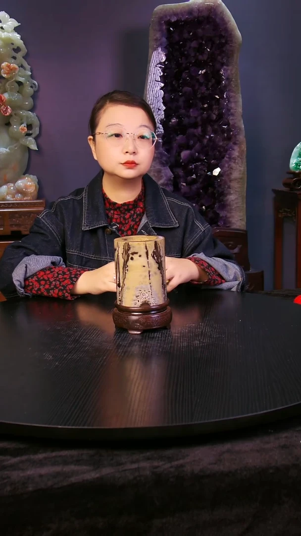 石材国画石笔筒（17cm）