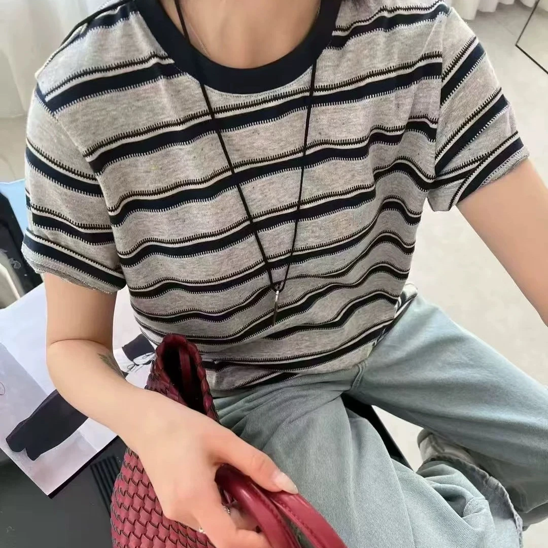 清仓福利【星海】高定提花棉撞色短袖显瘦T