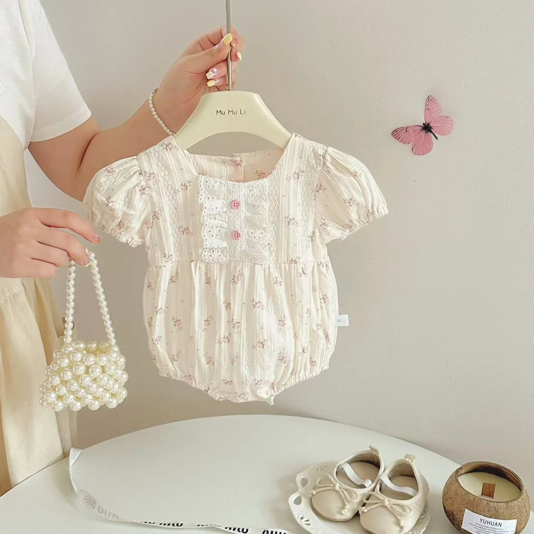 夏季婴儿衣服洋气包屁衣女宝宝夏装薄款碎花哈衣甜美公主包屁衣