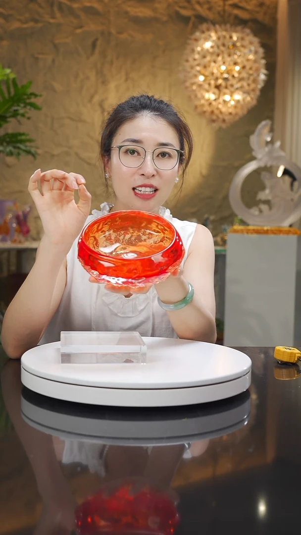 琉璃手工艺品福利红色水波纹果碗烟灰缸