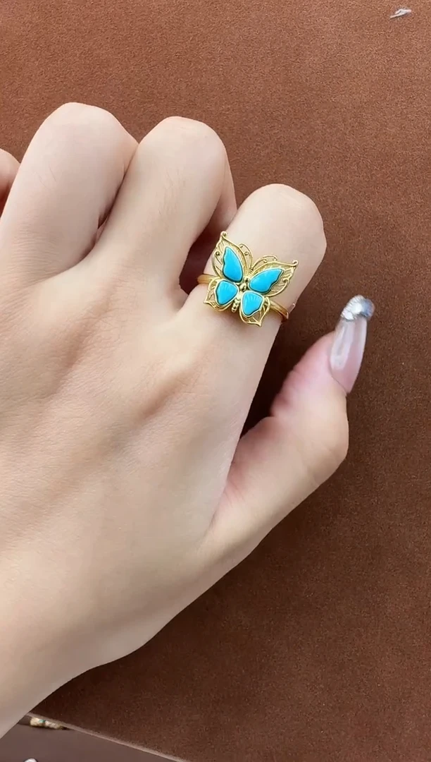 绿松石银S925镶嵌戒指秒拍号1