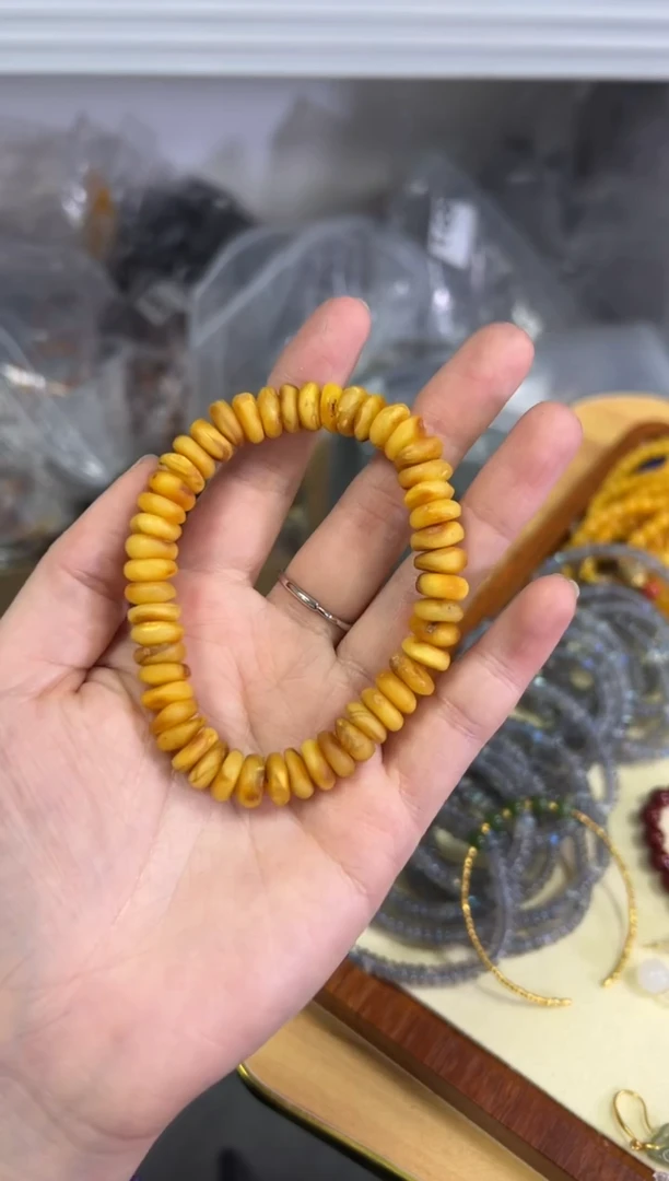 【闪购商品】蜜蜡手链未镶嵌回流老蜜蜡饼子手链[3918]