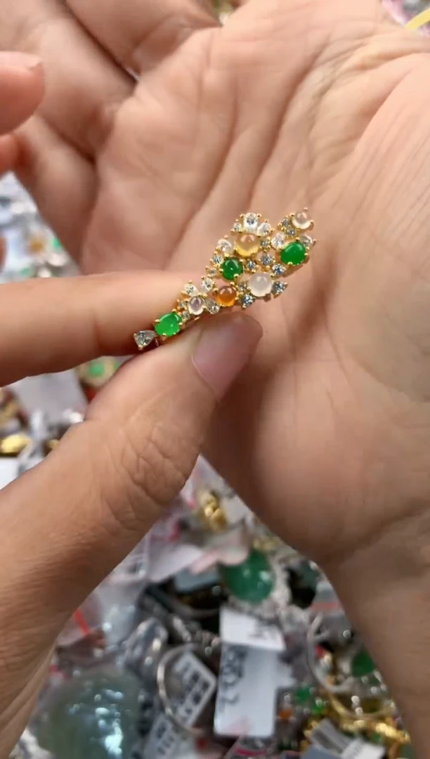 银S925镶嵌戒指翡翠555            1