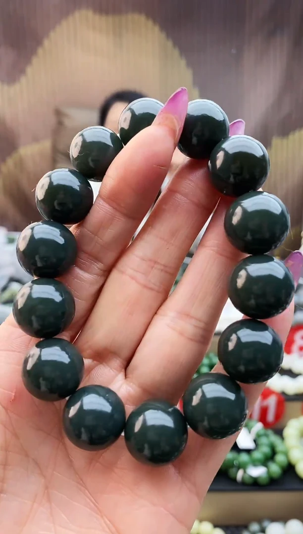 未镶嵌手串和田玉油青16