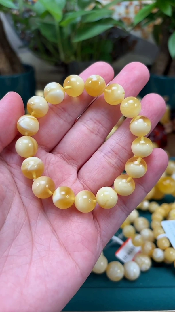 手链蜜蜡未镶嵌【p73】臻品俄料金白妖孽单圈  13.89克 11mm