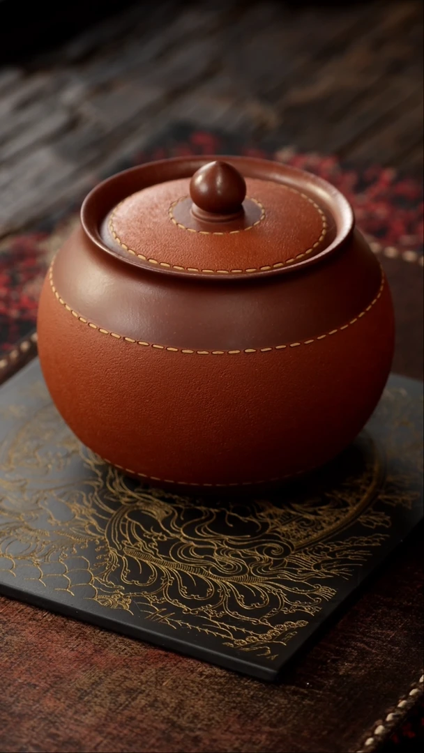茶杯紫砂非遗茶器-皮革红茶罐