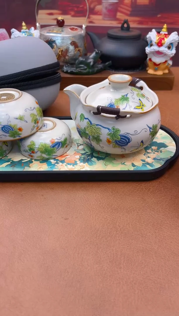 陶瓷茶具摆件旅行套组