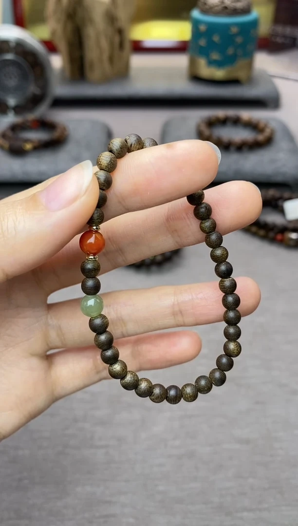 【闪购商品】沉香手串芽庄白棋楠04单圈＋配饰