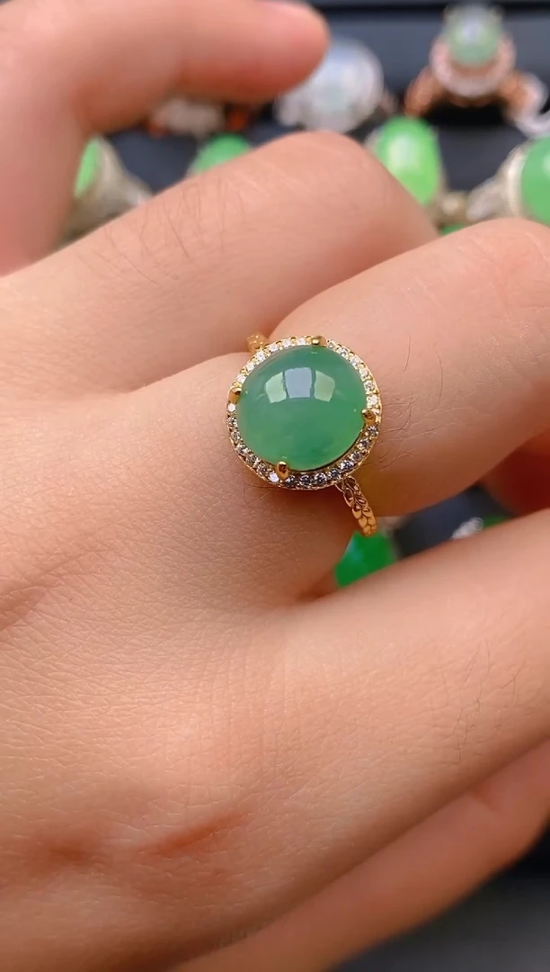 【闪购商品】翡翠戒指银S925镶嵌天然A货翡翠1