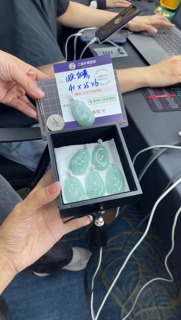 18K金镶嵌挂件翡翠高货如意FL16多样性发其一CP配链