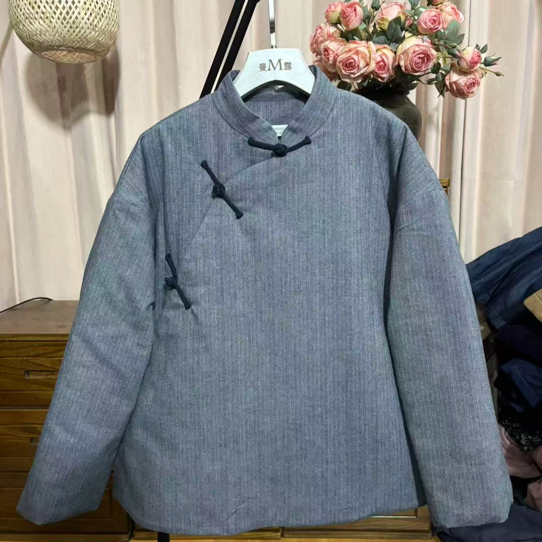 CUYIMINGWU/粗衣名物 复古中式国风落肩袖立领大襟盘扣棉服