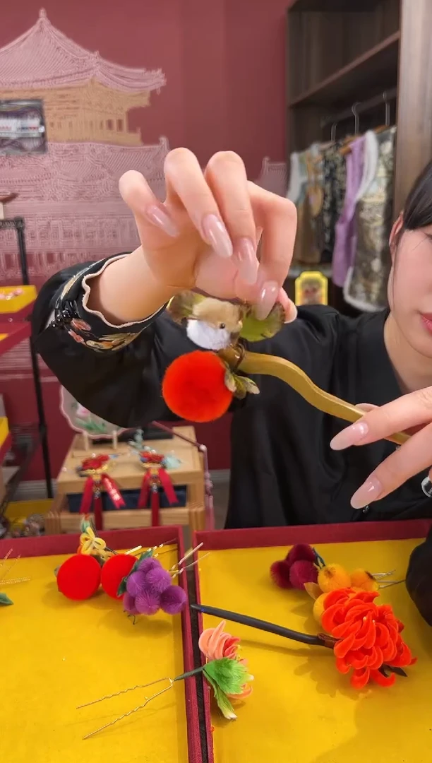 【闪购商品】刺绣非遗绒花（发饰）