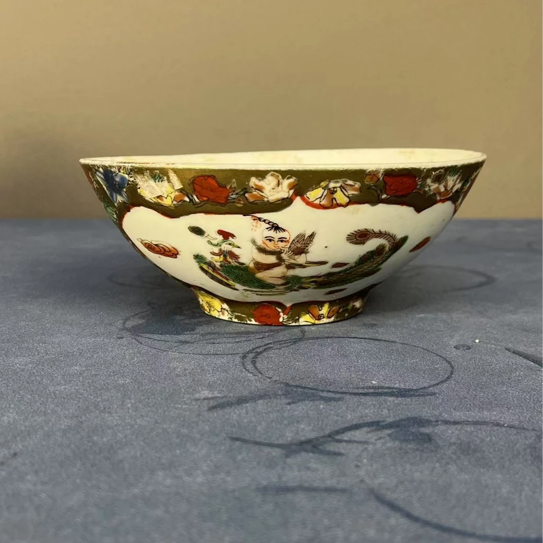 【微瑕慎拍】064景德镇老厂瓷金地万花系列赏碗