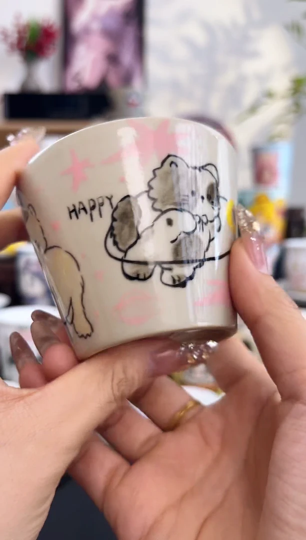 【闪购商品】摆件手工手绘陶瓷小杯杯