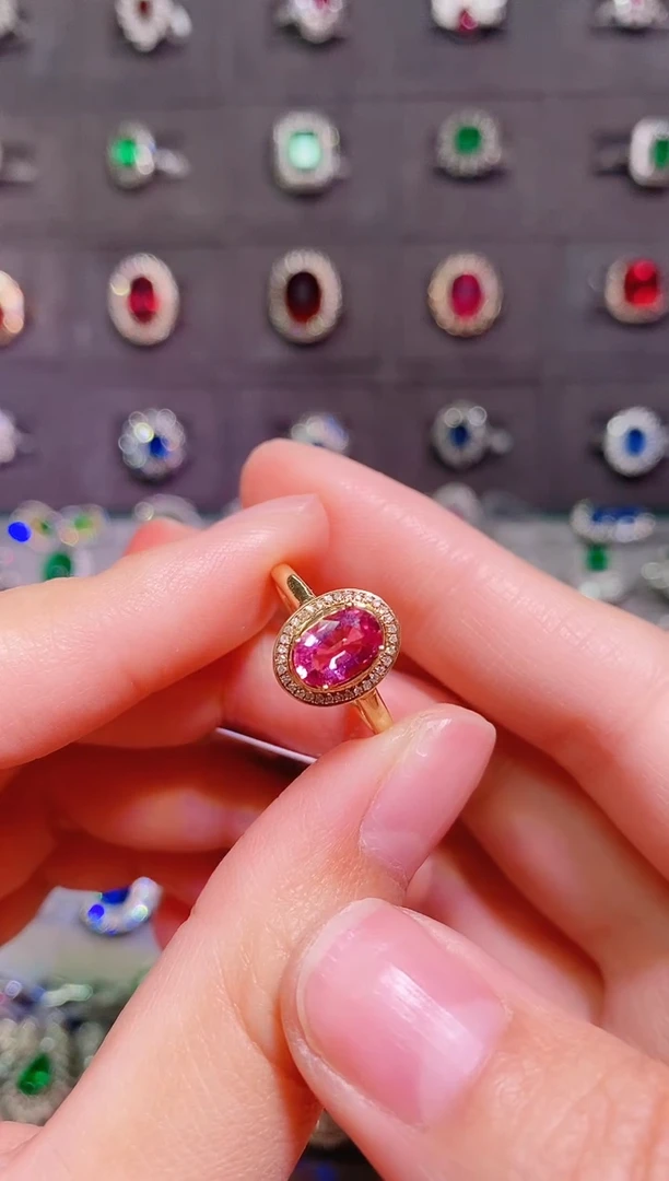 【闪购商品】红色碧玺18K金戒指18K金镶嵌.