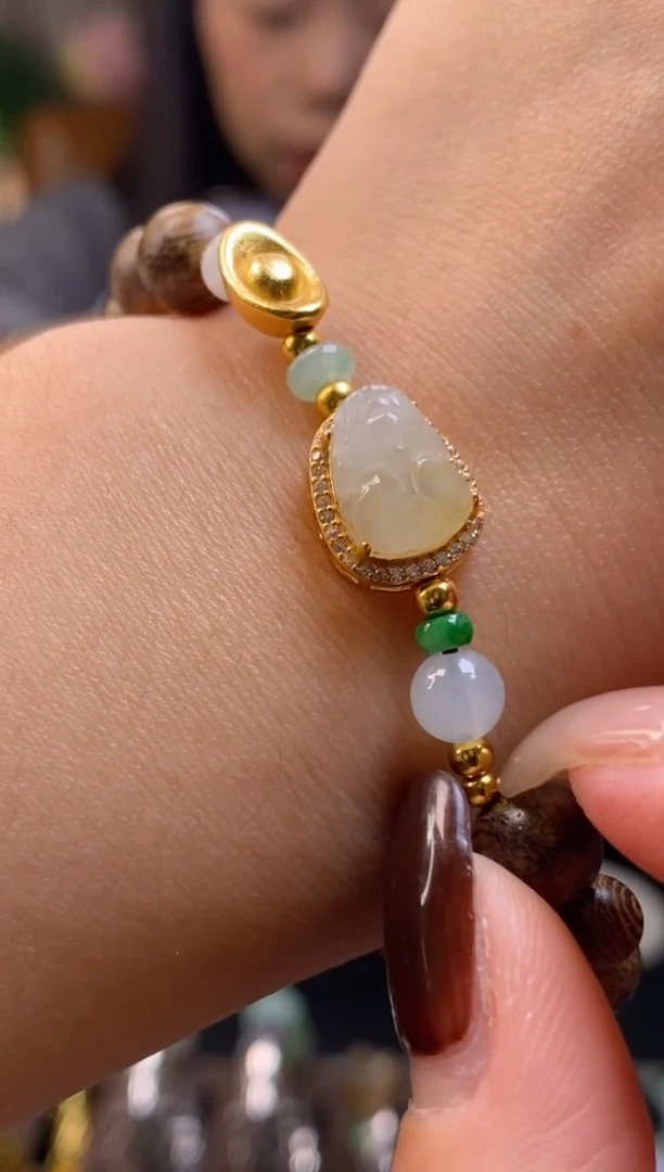 颈饰银S925镶嵌翡翠净货15738