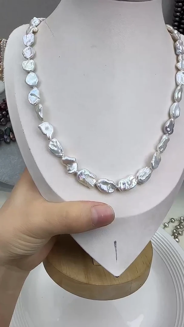 项链银S925镶嵌淡水珍珠1