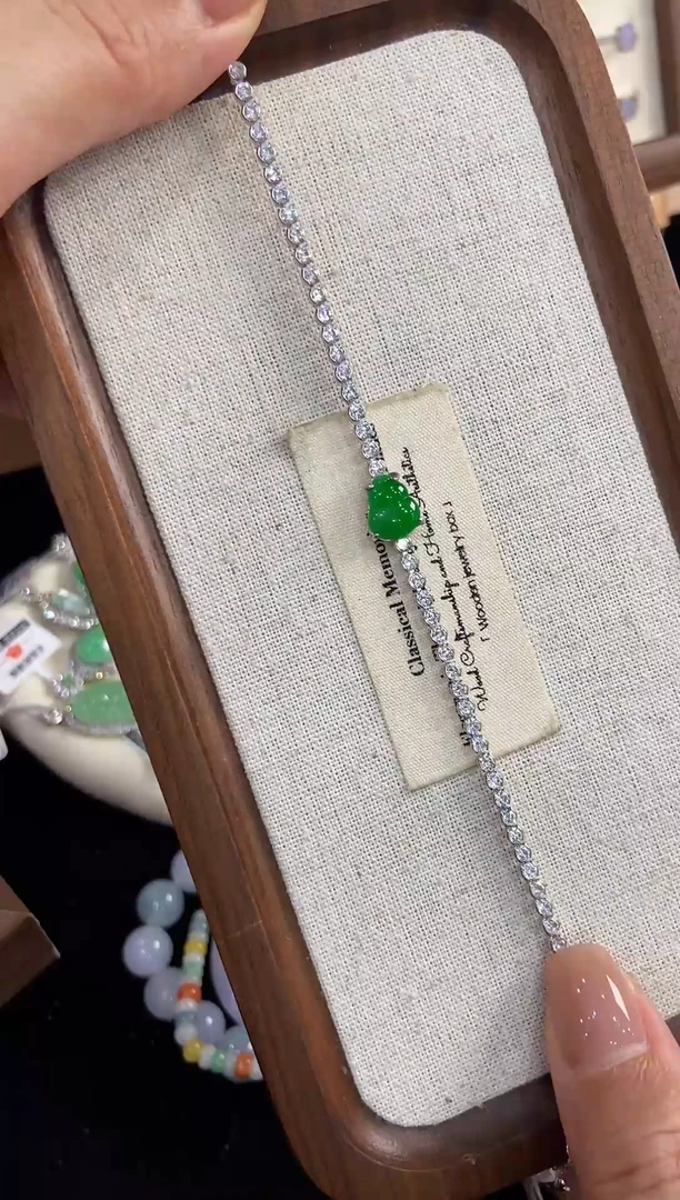 银S925镶嵌挂件翡翠手链