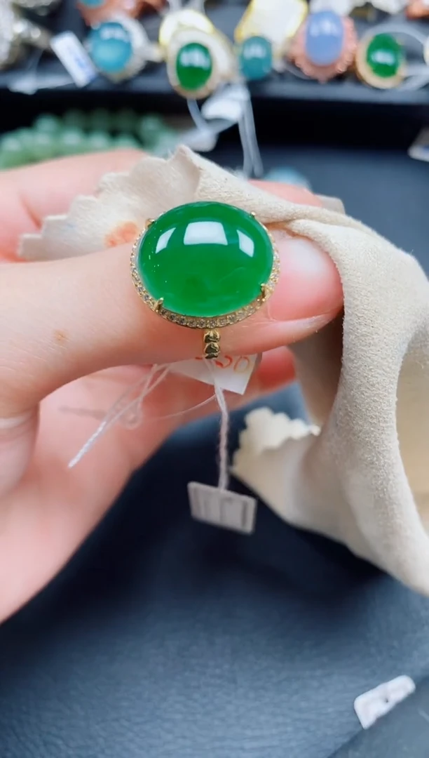 银S925镶嵌戒指翡翠翡翠
