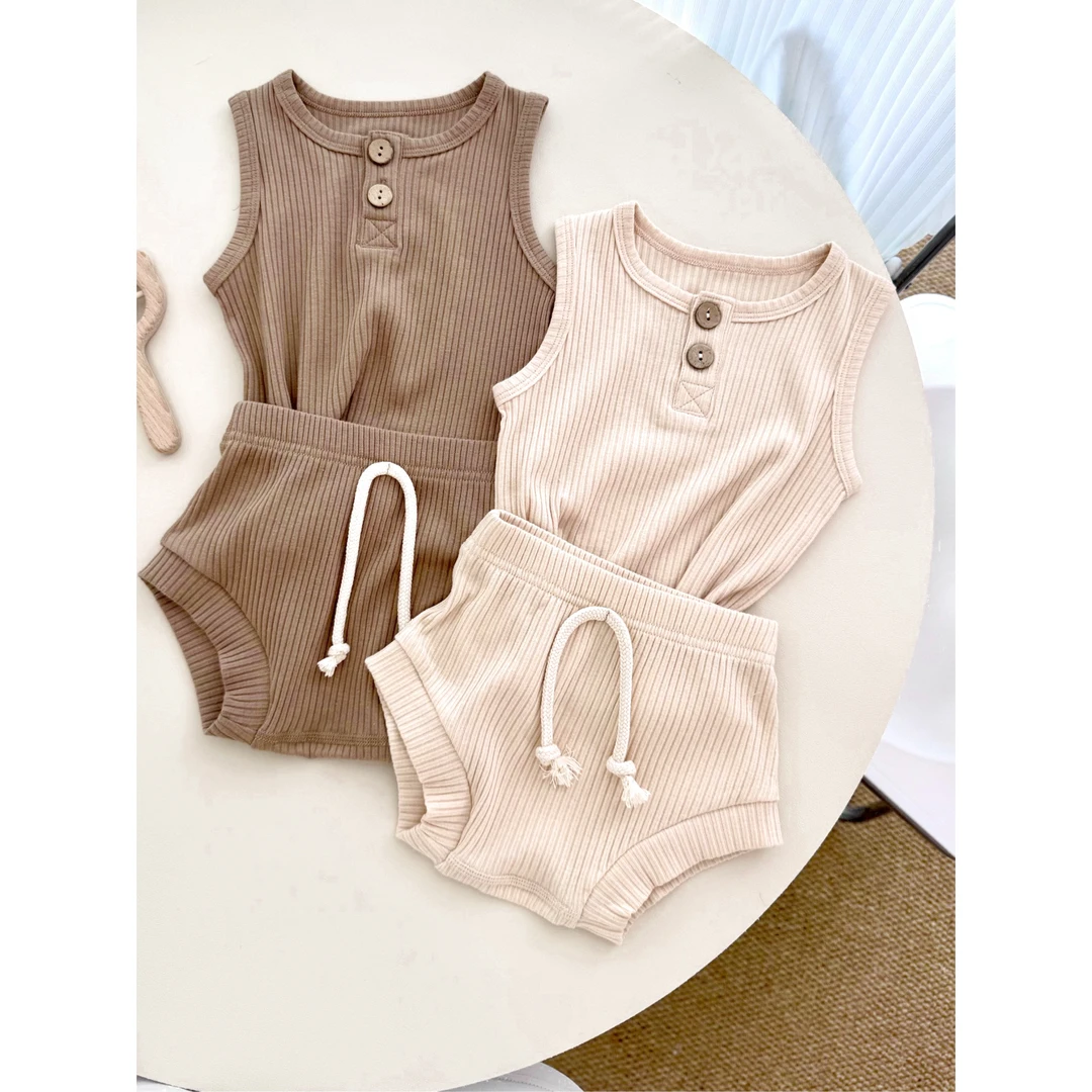 A类高品质棉 ins风宝宝夏季短袖套装 高弹力婴儿短裤套装夏装