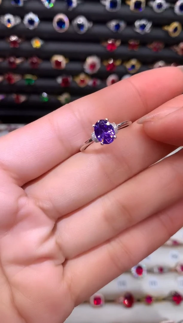 【闪购商品】水晶戒指银S925镶嵌68紫水晶