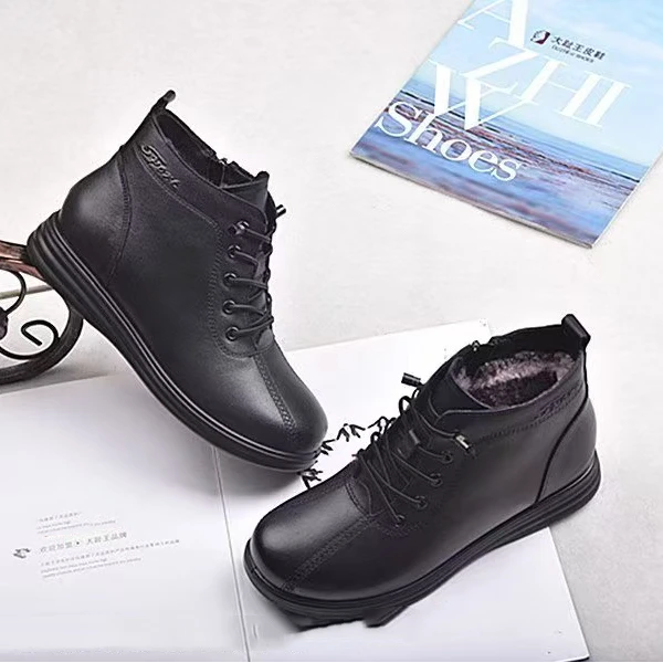 冬季加绒加厚中老年妈妈鞋时尚软底保暖舒适百搭皮鞋/dfd1011M51