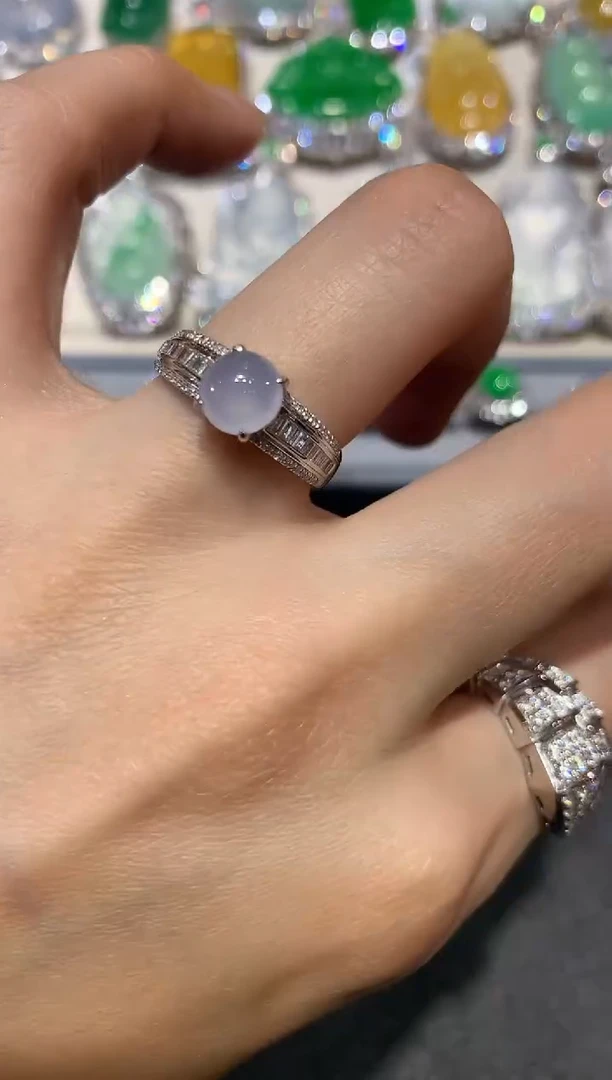 【闪购商品】翡翠戒指18K金镶嵌q115多样性一件发紫货有色差