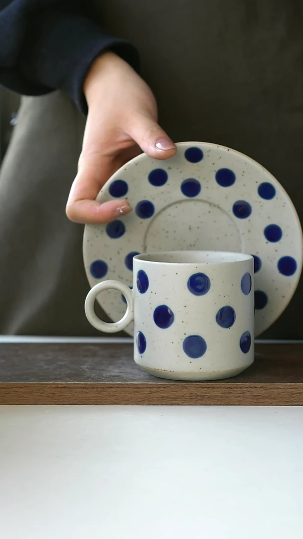 【闪购商品】陶瓷蓝宝石240ml咖啡杯碟@4-2@