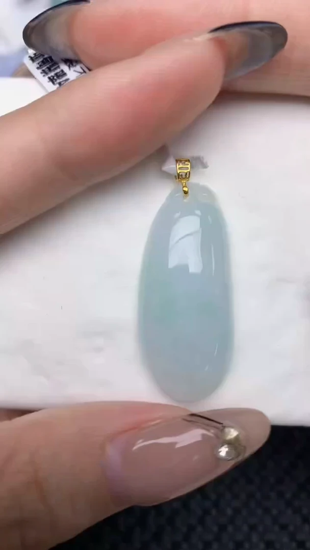 颈饰18K金镶嵌翡翠天然缅甸翡翠a货百元以上9元证书费自理