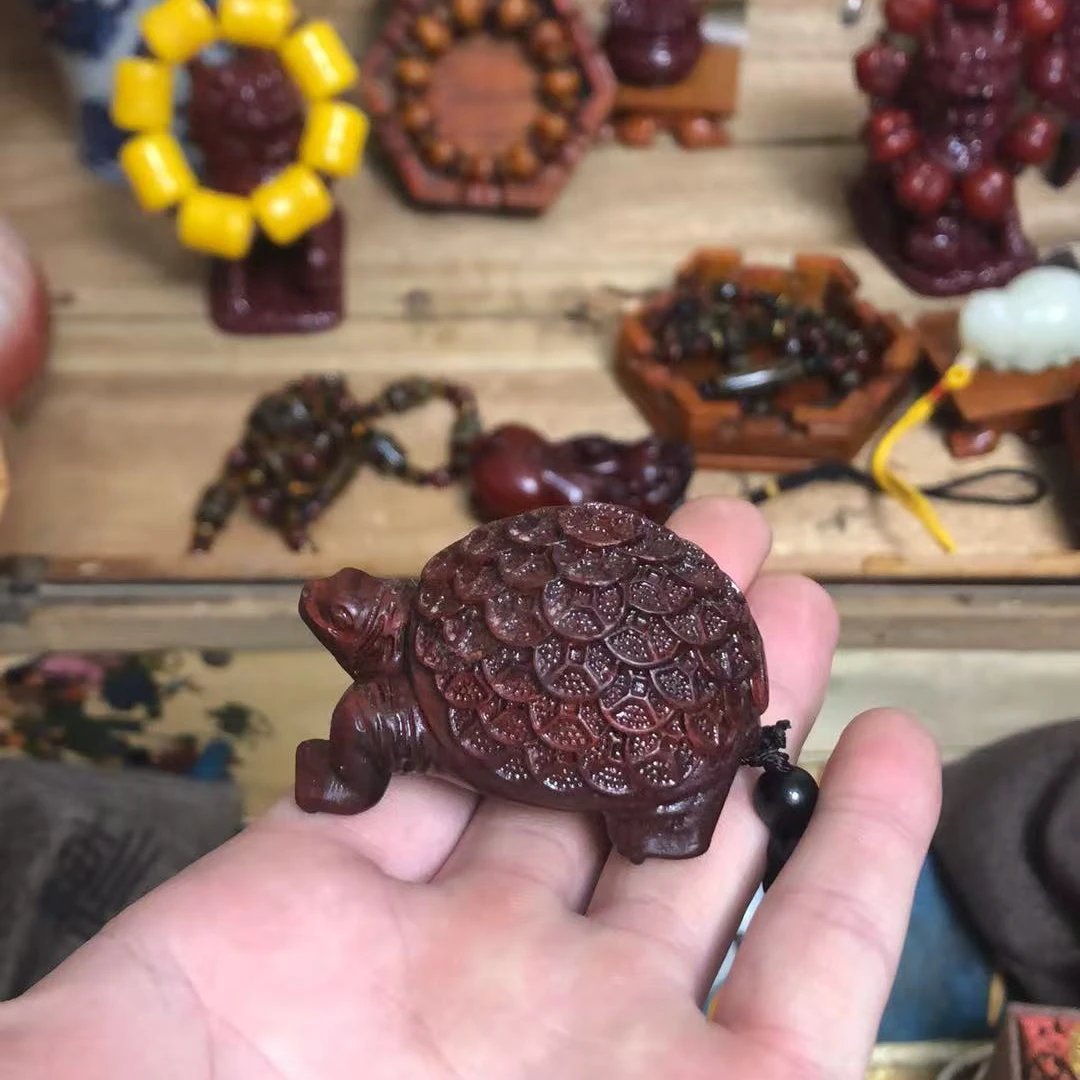 直播精选乌龟手把件  木头