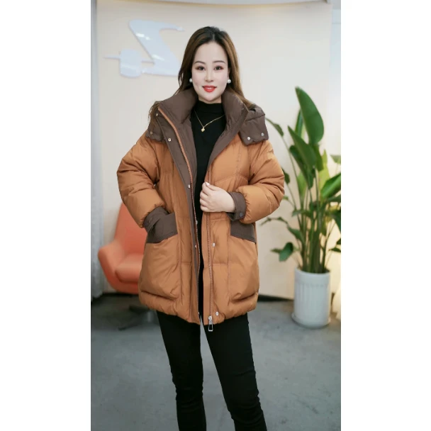 【梓桐定制】D370橙爆款羽绒服女2024新款加厚保暖时尚羽绒外套女