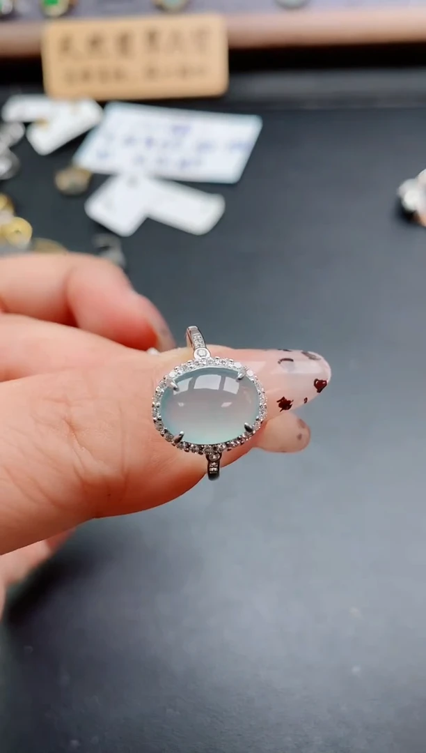 银S925镶嵌戒指翡翠1