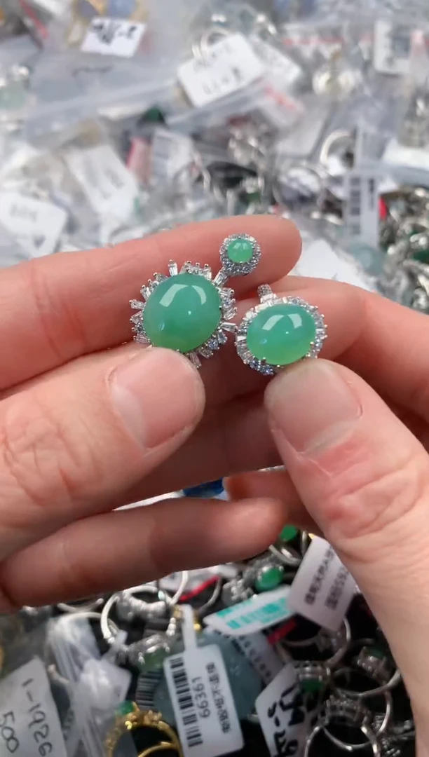 银S925镶嵌戒指翡翠4                  5