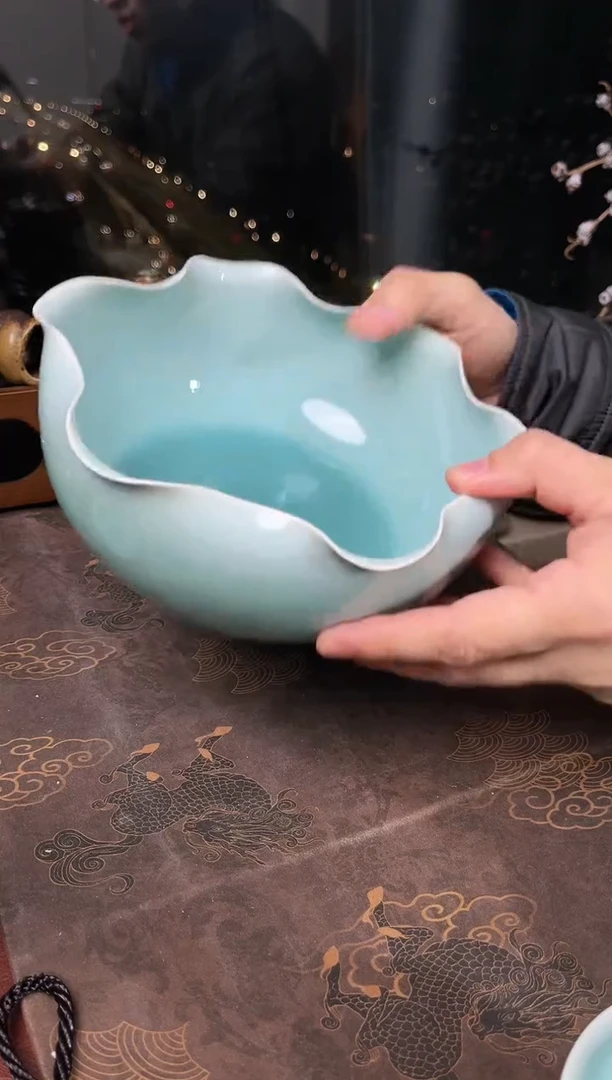 【闪购商品】全手·水洗粉青·三鱼洗·19.5cm