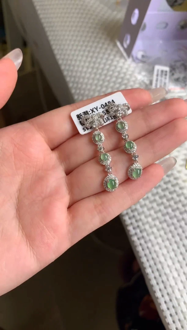 银S925镶嵌戒指翡翠-*耳饰