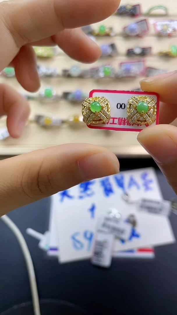 银S925镶嵌戒指翡翠翡翠 蛋面 银S925镶嵌