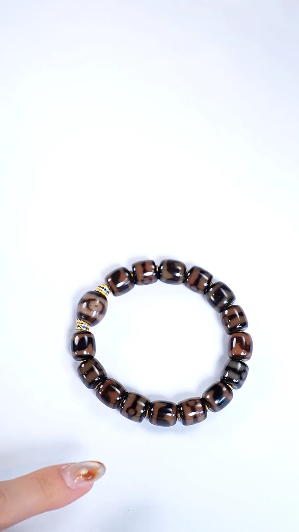 银S925镶嵌手链玛瑙/玉髓（覆膜）坛城三眼手链