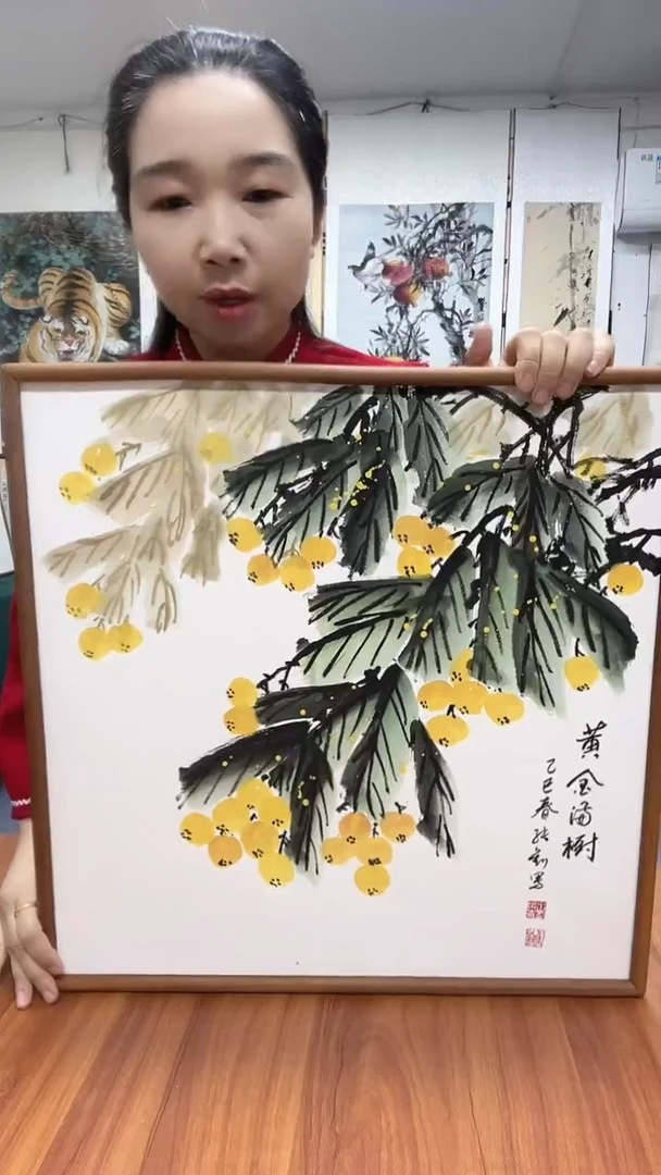 国画52*52实木画框顺丰包邮手绘