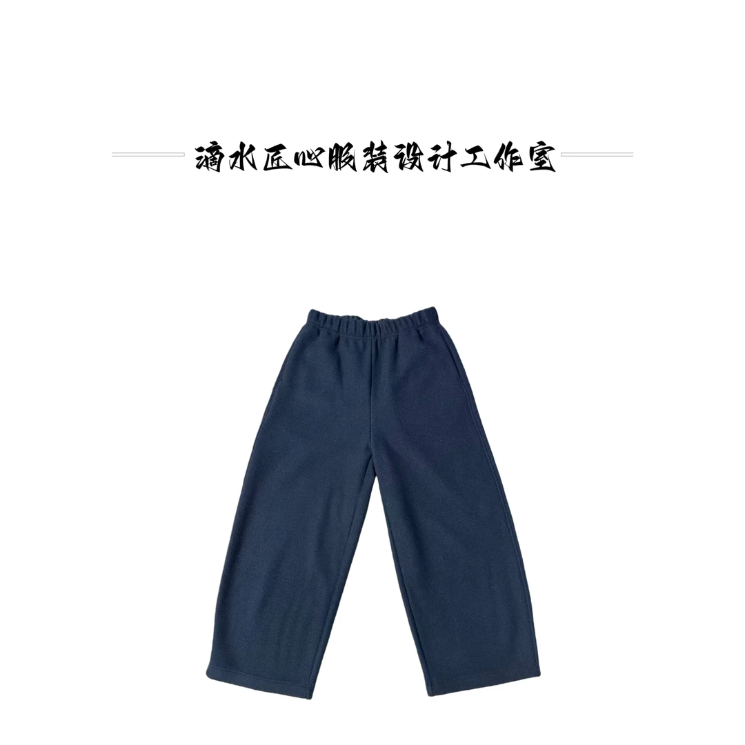 【滴水匠心设计】松紧腰加厚毛呢舒适百搭阔腿休闲裤女裤冬